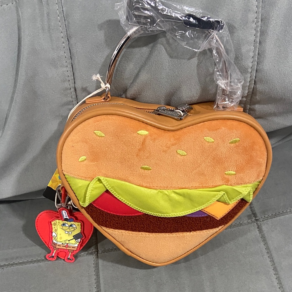 Krabby Patty SpongeBob Loungefly Heart-Shaped Burger Handbag
